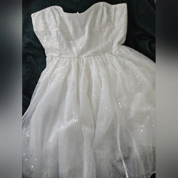 NWT Selkie Strapless White Sequin Dress (Frosted Degas Dress) - Picture 4 of 13